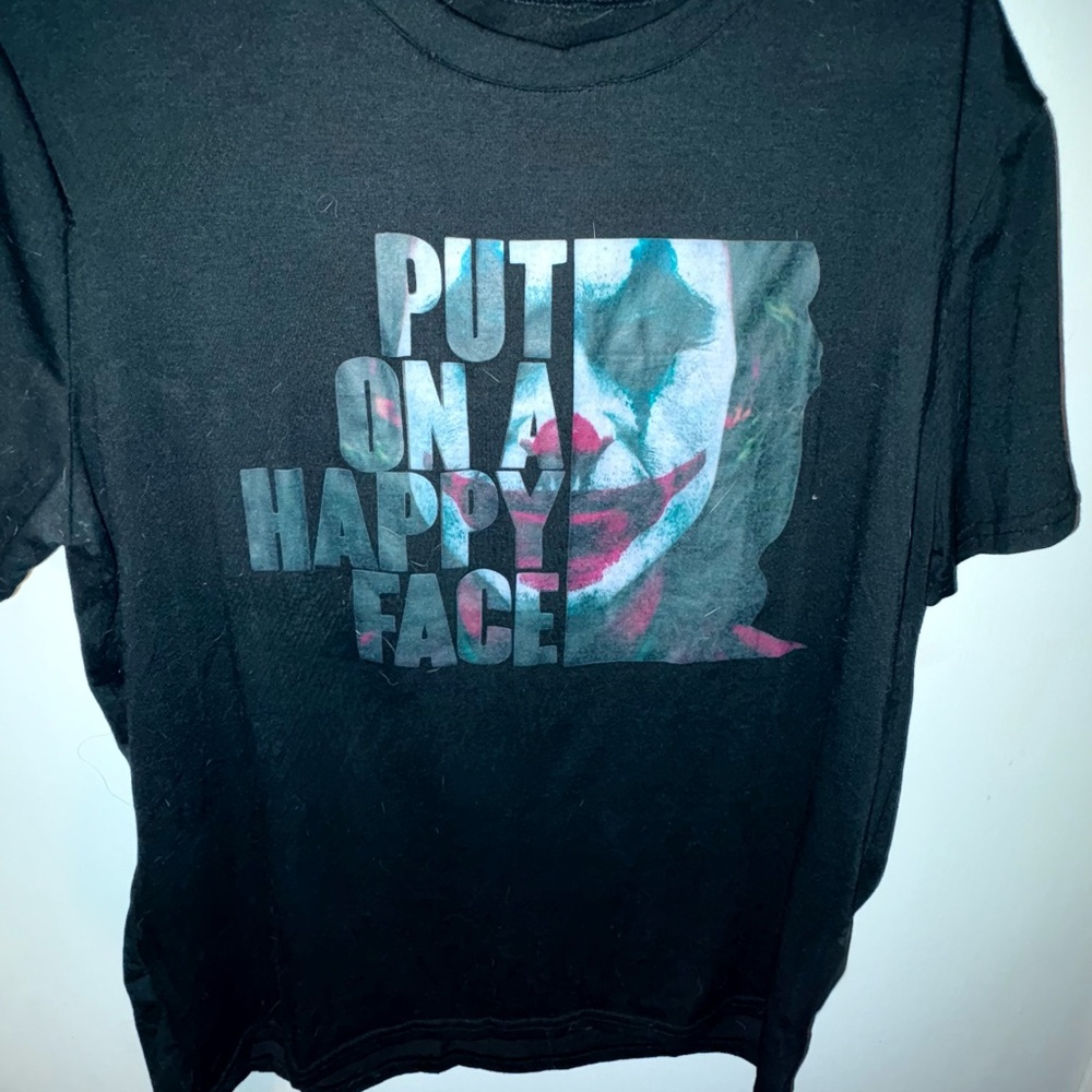 Black Graphic T-Shirt Joker Put On A Happy Face